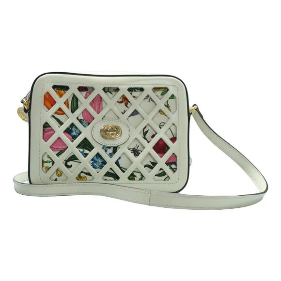 GUCCI White Leather Shoulder Bag 552-060525 - Picture 1 of 12
